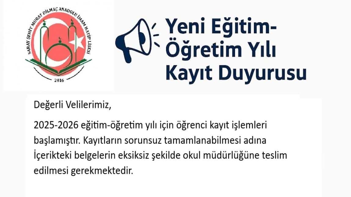Yeni Eğitim-Öğretim Yılı Kayıt ve Kılık Kıyafet Duyurusu